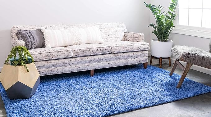 Unique Loom Solid Shag Collection Area Rug (2' 2" x 3' 1" Rectangle, Periwinkle Blue)