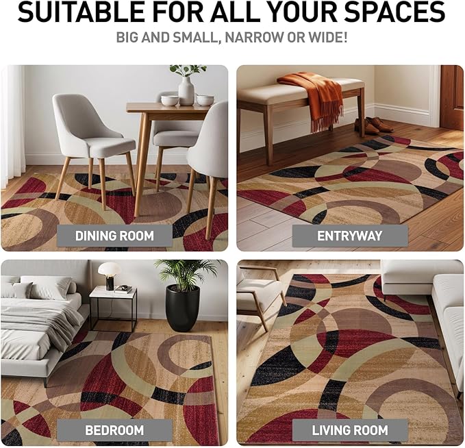 Rugshop Contemporary Abstract Circles Perfect for high Traffic Areas of Your Living Room,Bedroom,Home Office,Kitchen Area Rug 7'10" x 10'2" Multi
