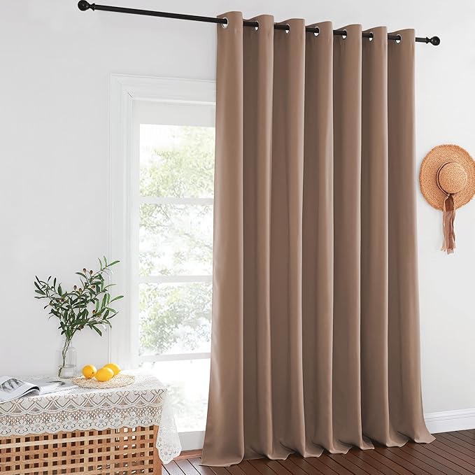 NICETOWN Patio Blackout Curtain Panels - Extra Wide Curtains, Sliding Door Insulated Drape, Privacy Room Divider Curtain for Hall Room (Cappuccino, 100 x 108 Inch)