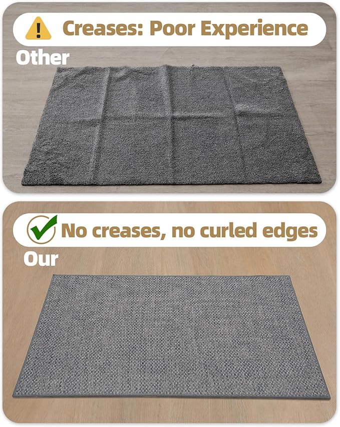 Color&Geometry Ultra-Thin Indoor Door Mat, 32"x48" Low-Profile Non-Slip Entryway Rug with Modern Geometric Texture, Washable Doormat for Indoor Entrance, Front Door, Light Grey (Rolled-up NO Creases)