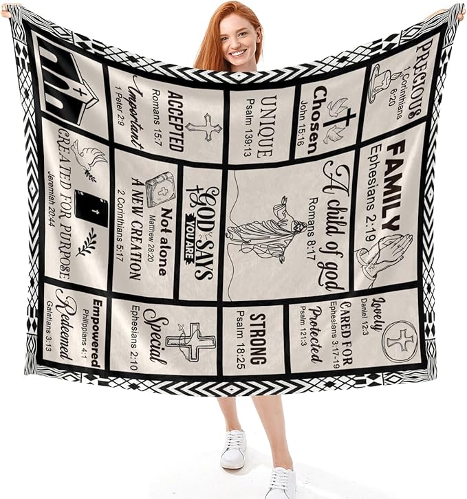 Bible Verse Christian Gift Blanket 40"x50", Inspirational Faith Throw for Believers, I Am a Child of God Blanket,Baptism Spiritual Gifts for Catholic Men Women