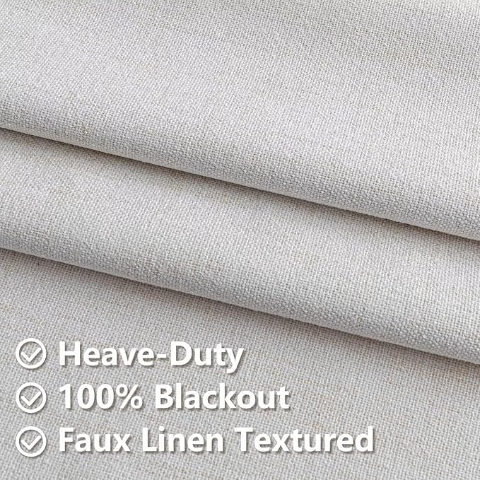 100% Blackout Curtains 108 Inch Length 2 Panels Set, Linen Curtains for Living Room, Black Out Thermal Insulated Grommet Drapes Bedroom Luxury Decor Privacy(52W × 108L inch, Natural)