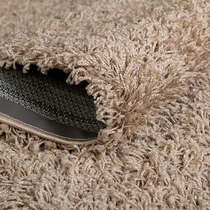 Unique Loom Solid Shag Collection Area Rug (5' 1" Square, Taupe)