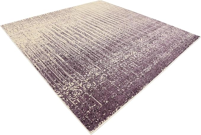 Unique Loom Del Mar Collection Area Rug - Jennifer (7' 10" Square, Purple/ Ivory)