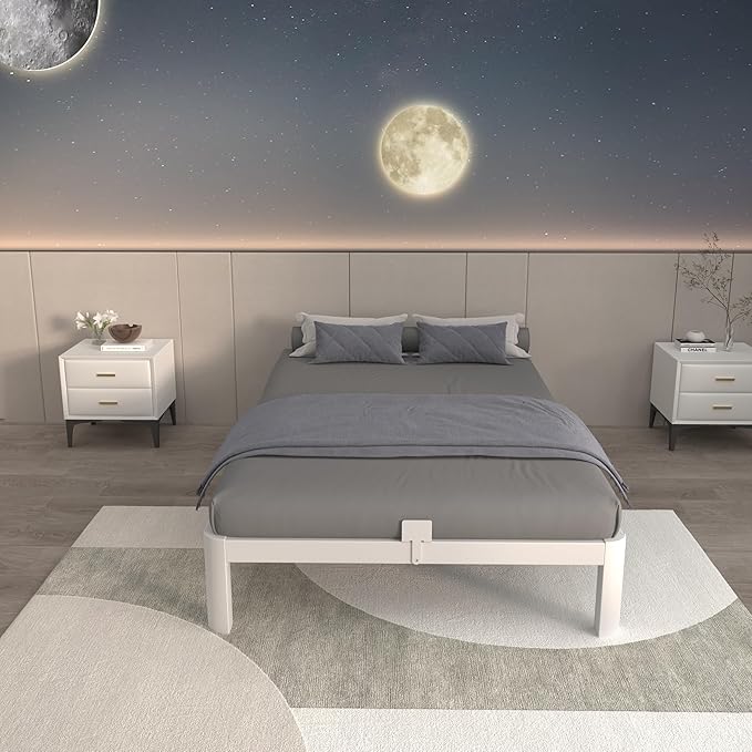 ITIMIDI 10 Inch White Bed Frame Twin Size with Metal Gaskets, Metal White Platform Bed Frame, No Box Spring Needed, Heavy Duty Steel Support 3000 LBS, Anti-Slip Mattress Stopper, Easy Assembly