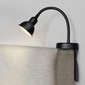 Solfres Innovative Design Rechargeable Headboard Reading Light. No Drilling Book Light for Bedtime Reading. Dimmable LED Lamp with Bulb. Movable & Flexible, Black