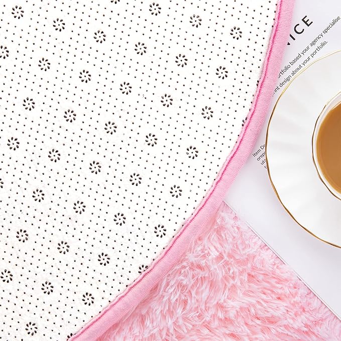 Noahas Fluffy Pink Rugs for Bedroom Girls,2'X5' Oval Throw Rug for Kids Room,Shag Hallway Runner Rug,Small Soft Shaggy Bedside Non-Slip Plush Nursery Dorm Carpet Home Decor Aesthetic