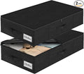 Under Bed Storage Container Bins 2 Pack, Low Profile Foldable Underbed Clothes Storage Organizer W/ Ultra Thick Fabric and Sturdy Bottom/Sides, Dual Zipper Storage Box for Dorm and Home 30x16x6.7"