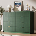 Green Dresser for Bedroom, 8 Drawer Double Dresser, Modern Chest of Drawers for Bedroom, Living Room, Entryway and Closet, 55" L x 15.7" D x 37.4" H