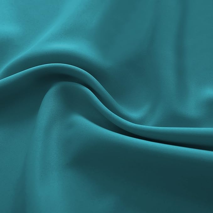 DONREN Teal Room Darkening Curtain Panels for Bedroom - Thermal Insulated Room Darkening Rod Pocket Drapes for Living Room (W 52 x L 63 Inch,2 Panels)