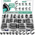110PCS Cable Clamps Assortment Kit,10 Sizes—1/4" 5/16" 3/8" 1/2" 5/8" 3/4" 1" 1-1/4" 1-1/2" 1-3/4" Stainless Steel Rubber Coated Cushioned Insulated Cable Clamp,Automotive Wire Pipe Clamps