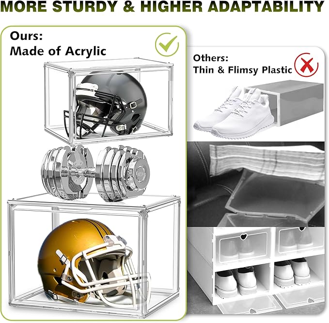1 Pack Clear Stackable Plastic Shoe Storage Box with Magnetic Acrylic Door Size 12.5 Sneaker Display Case Transparent Closet Organizers and Storage, Easy Assembly