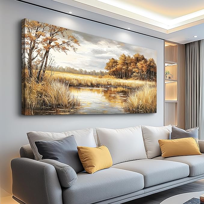 ERQINHUA Large Wall Decor Canvas Painting Wall Art For Bedroom Living Room Decor Lake Surface Landscape Painting Artwork Print For Home Decor Room For office Farmhouse Room Wall Decoration 30x60 In