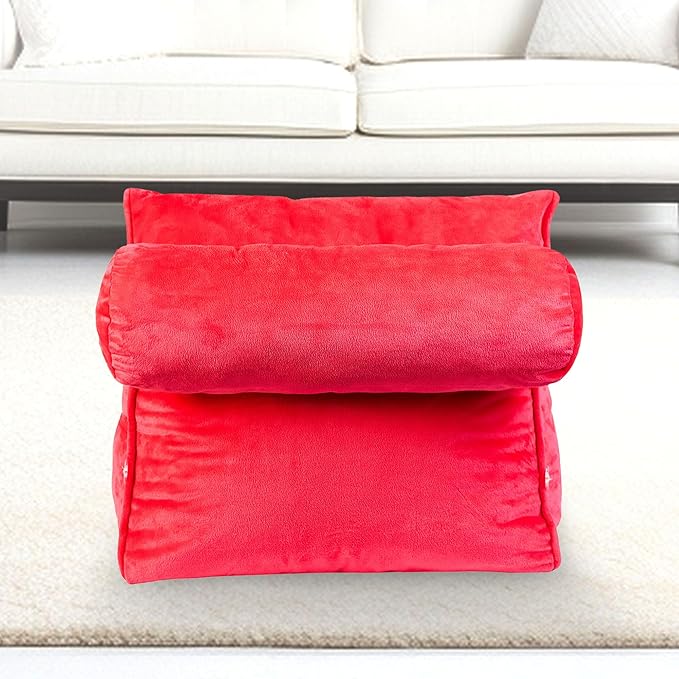 Cheer Collection Reading Wedge Pillow - Adjustable Wedge Reading Pillow with Neck Support, Hollow Fiber-Filled Backrest Pillow for Reading, Gaming, and TV Watching, Hot Pink