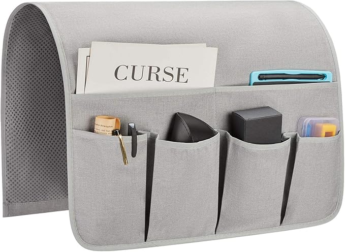 SYSOV Sofa Armrest Organizer, Remote Control Holder for Recliner Couch, Arm Chair Caddy with 6 Pockets for Magazine, Tablet, Phone, iPad