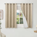 Blackout Curtains 54 Inch Length 2 Panels for Bedroom, Thermal Insulated Total Light Blocking Noise Reducing Linen Window Curtains for Farmhouse, Bronze Grommet, Burlap, Each 52" Wide