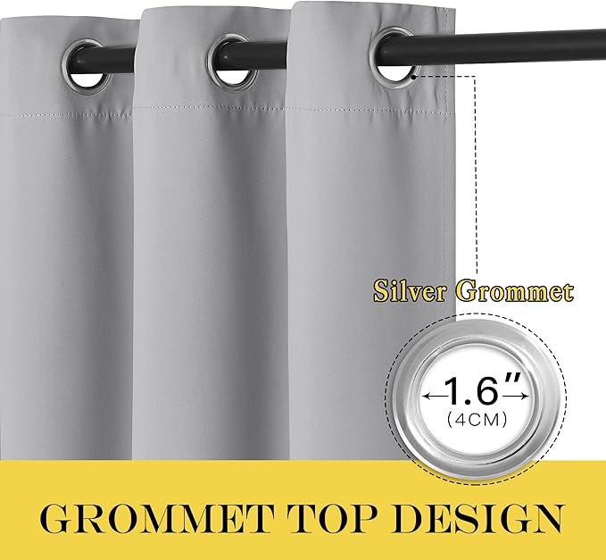 NICETOWN Blackout Curtain Drape 84 inches Length - Light Reducing Thermal Insulated Solid Grommet Blackout Window Treatment for Living Room (Silver Grey, 1 Piece, W66 x L84)