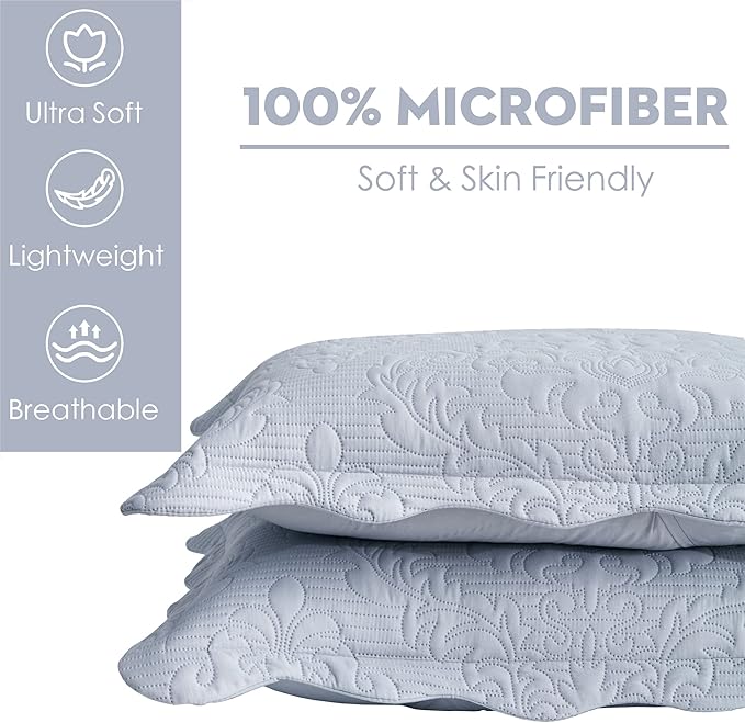CHIXIN Microfiber Standard Pillow Shams Set of 2 - Decorative Pillow Covers - Light Grey - Size (20" x 26")