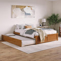 AFI Concord Queen Solid Wood Platform Bed with Footboard & Twin XL Trundle in Light Toffee