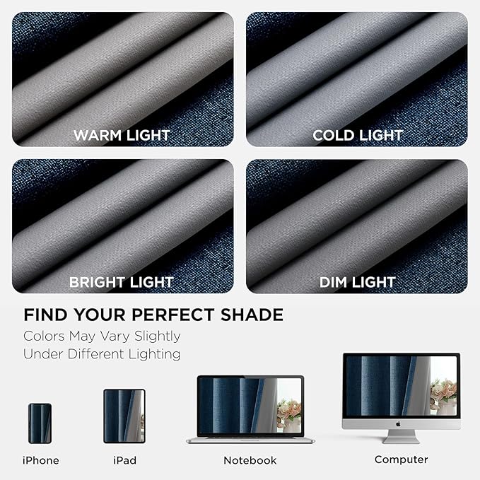 Joydeco Blackout Curtains 120 Inches Long 2 Panels Burg, Room Darkening Curtains for Bedroom, 100% Black Out Textured Thermal Drapes Privacy Protection 2 Panels Set(W52 x L120 Inch, Navy Blue)