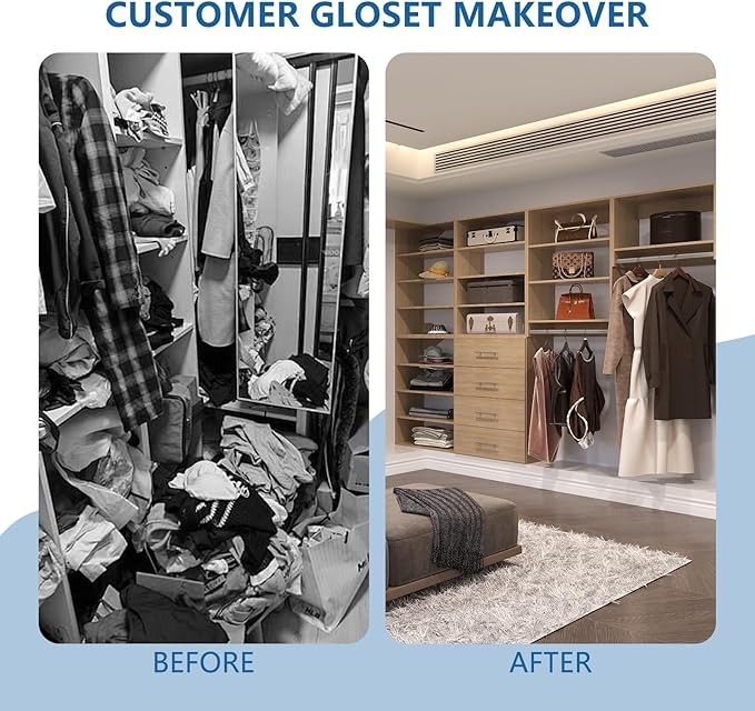Short Tower Closet Unit, Modular Closet System, Wood Closet System Organizer with Storage for Walk In Closets, Clothing Rack Wardrobe for Hanging Clothes, Bedroom, Wood, 19.5"W
