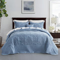 CHIXIN Oversized Bedspread Coverlet Set King Size - Lightweight Bedding Cover - Beautiful Stitching - 5 Piece Reversible Bedspread - Luxury Damask Paisley Pattern (King, Ashley Blue)