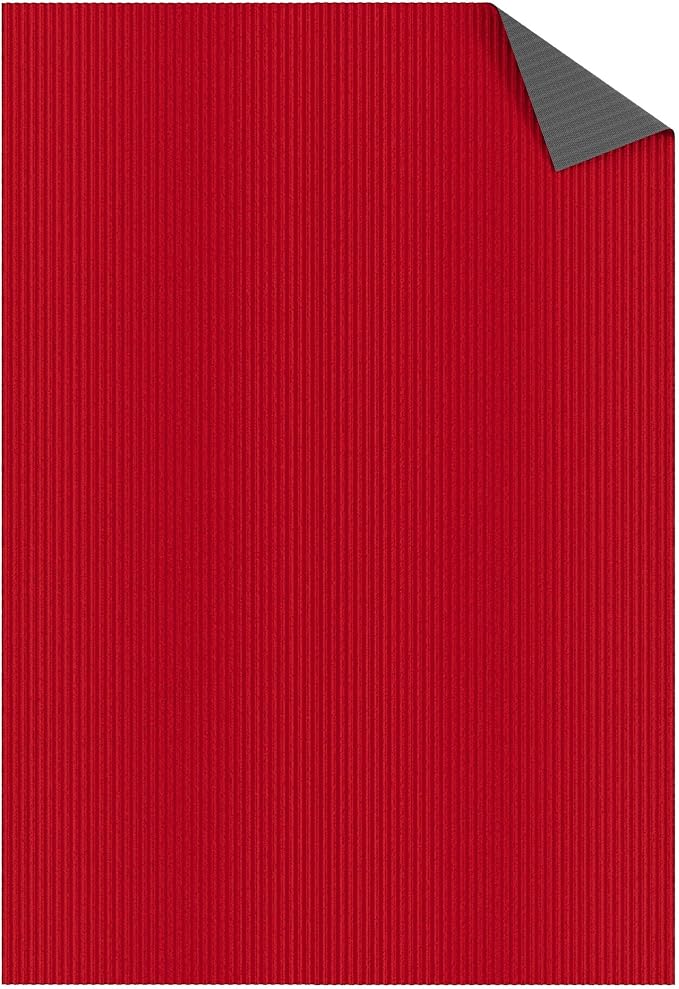 Ottomanson 6'6" x 39' Hallway Runner with Scraper Pile Extra Durable Non-Slip Rug Mat for Indoor & Outdoor Use - Ideal for Kitchen, Entryway, Patio & Garage - High-Traffic Carpet, Red