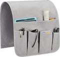 SYSOV Sofa Armrest Organizer, Remote Control Holder for Recliner Couch, Arm Chair Caddy with 6 Pockets for Magazine, Tablet, Phone, iPad (Silver Gray, W13'' x L33'')