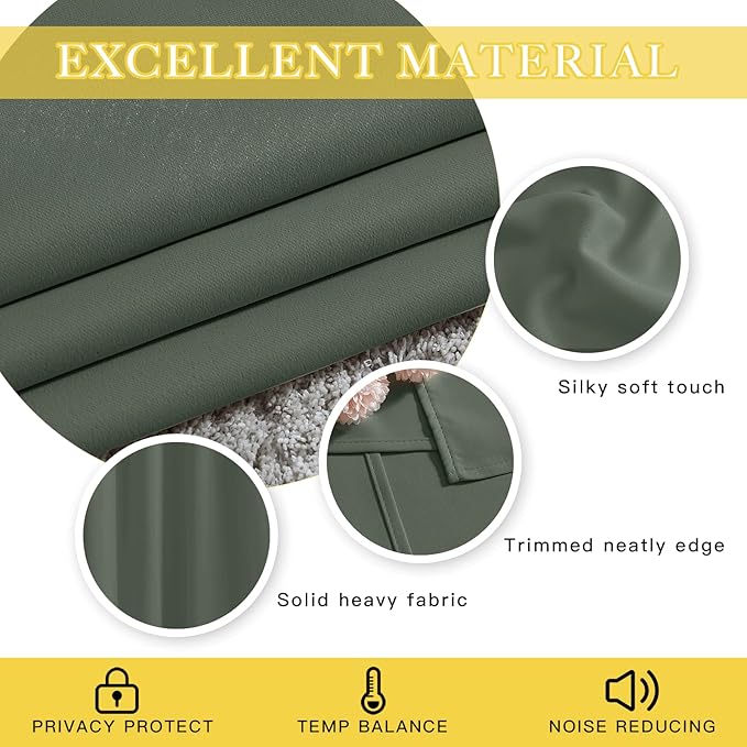 NICETOWN Blackout Curtain Window Treatment Thermal Curtain Solid Grommet Room Darkening Drape for Bedroom/Living Room, Dark Mallard, 1 Panel, W46 x L80