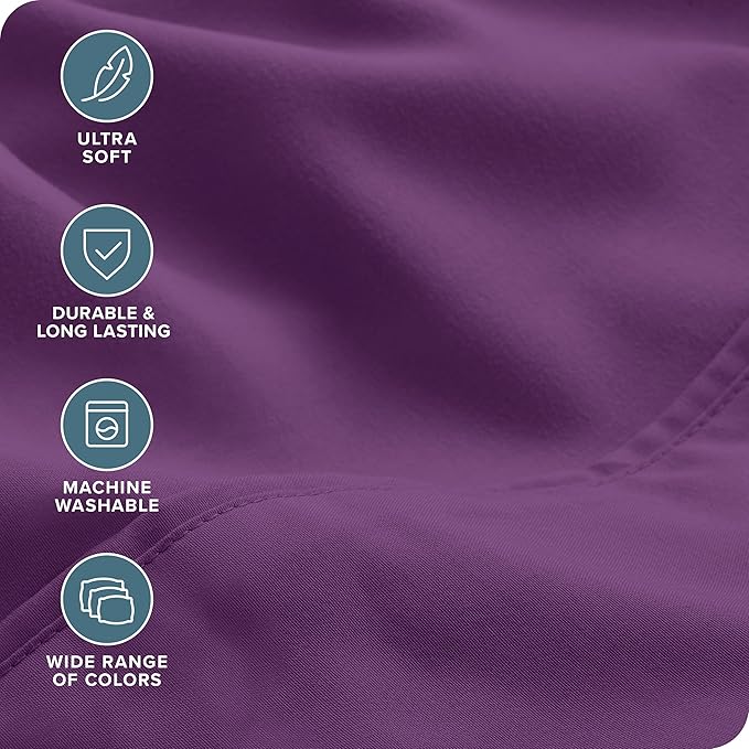 Bare Home Hotel Luxury Twin XL Sheet Set, Extra Soft - 4 Piece Set - Deep Pockets - Easy Fit - Cooling & Breathable - Wrinkle, Fade, Stain Resistant - Includes 2 Pillowcases (Twin XL, Plum)
