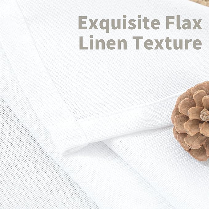 YoungsTex White Linen Curtains 102 Inches Long for Living Room Light Filtering Floor Length Drapes with Bronze Grommet for Bedroom Dining Room Country, 52 x 102 Inch, 2 Panels