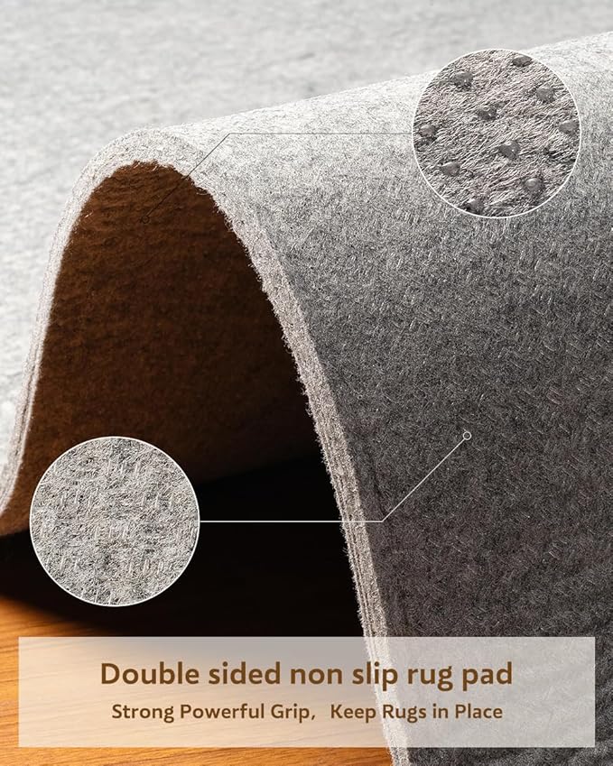 Resare Non Slip Rug Pad Gripper Extra Thick Dual Surface Felt Under Rug for Area Rugs and Hardwood Floors,Super Cushioned Non Skid Carpet Padding - 2.6x8 Feet 1/4" Double-Sided Non Slip