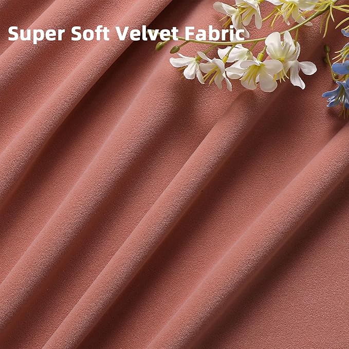 Joydeco Pink Velvet Curtains 108 inch Length 2 Panels, Luxury Blackout Rod Pocket Thermal Insulated Window Curtains, Super Soft Room Darkening Drapes for Living Dining Room Bedroom,W52 x L108 inches