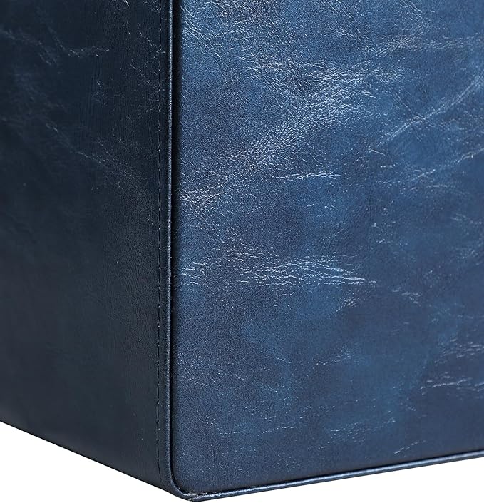 MEIBOOCH PU Leather Desk Organizer, Luxury Remote Control Holder for Home, Office Desk Accessories Table Caddy Bedside Nightstand Organizer (Dark Blue)