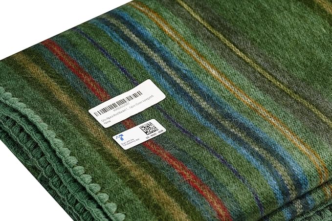QISU Alpaca Wool Blanket Throw | Large, Beautiful, Warm, Variegated | 85 x 65 inches | Ultra-Soft, Hypoallergenic and Breathable | Non-Itchy or Scratchy Fabric (Green Variegated)