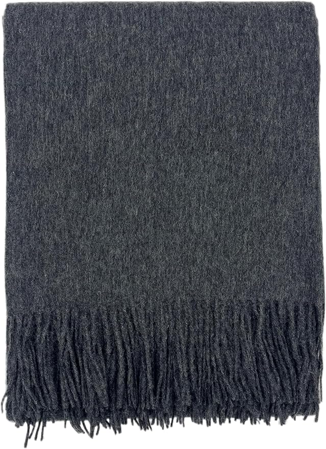 Alashan Cashmere Blend Ripple Finish Woven Throw (Charcoal)