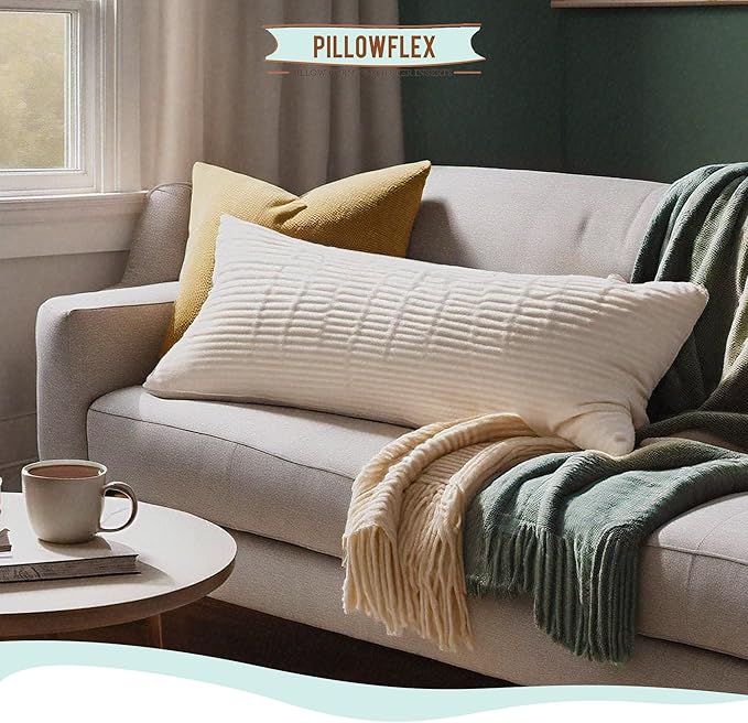 Pillowflex Synthetic Down Pillow Insert - 21x37 Down Alternative Pillow, Ultra Soft Oversized King Bed Sleeping Pillow, Large Rectangle Sham - 1 Decorative Pillow Form