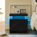 LED Bedside Table with 2 Drawers, Modern Nightstand Cabinet for Bedroom, End Side Table with Lights