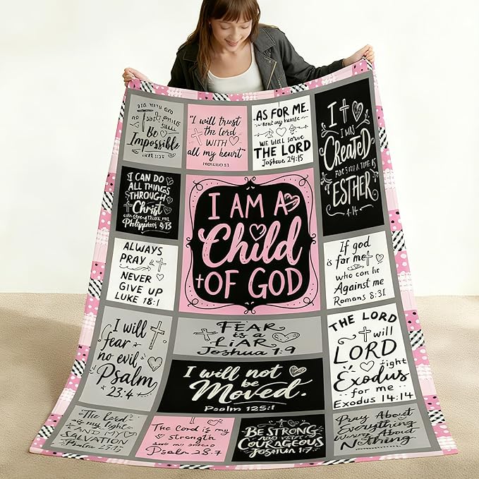 Christian Gift for Women, Inspirational Throw Blanket for Couch, Soft Lightweight Flannel Blanket, 30"x 40" Thoughts and Prayers Blankets for Bedroom Sofa Living Room Decoration