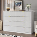 White Dresser for Bedroom, 8 Drawer Double Dresser, Modern Chest of Drawers for Bedroom, Living Room, Entryway and Closet, 55" L x 15.7" D x 37.4" H