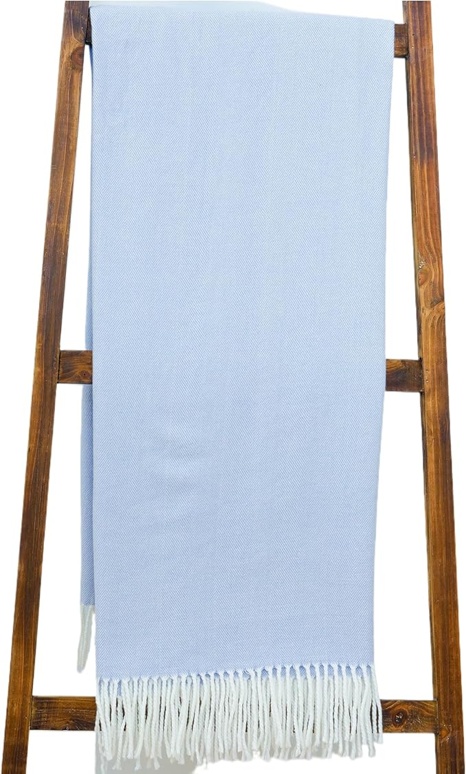 Alashan Cashmere Cotton Acrylic Adirondack - Herringbone Throw Blanket - Woven, Halo Color