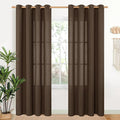 YoungsTex Brown Linen Curtains 80 Inch Length for Living Room, Chocolate Light Filtering Drapes Semi Sheer with Bronze Grommet Privacy for Bedroom Farmhouse Decorative, 52 x 80 Inch, 2 Panels