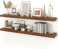 Floating Shelves for Wall, 9.3" Deep Wall Mounted Wood Shelves for Bathroom, Bedroom, Living Room, Kitchen, Hanging Shelf for Books/Storage/Room Decor (Brown, 55")