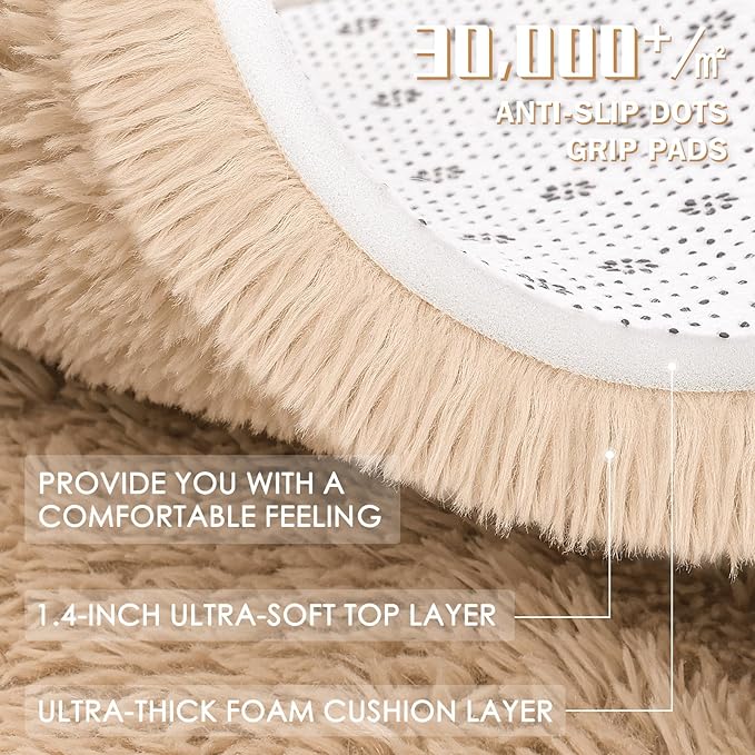OLANLY 5x8 Machine Washable Large Area Rugs for Living Room, Bedroom, Soft Fluffy Shaggy Bedside Rug, Indoor Floor Carpet for Kids Girls and Boys, Dorms, Nursery, Home Decor Aesthetic, Beige