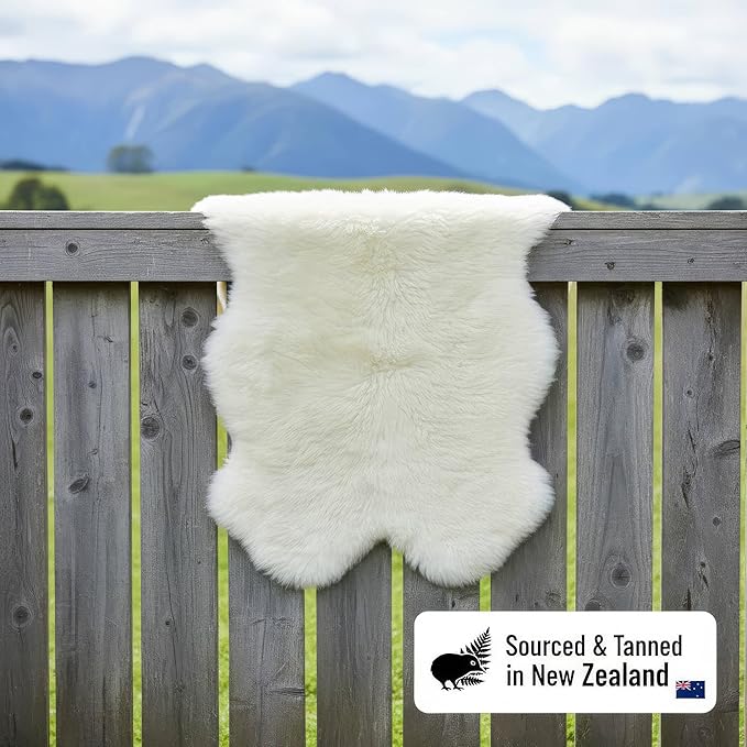 Premium Fluffy Sheepskin Rug - Four Pelt Fur Rugs for Living Room, Bedroom or Fireplace - Natural Sheep Skin, Shaggy - Irregular Shaped Genuine Fuzzy Feel - 4ft x 6ft