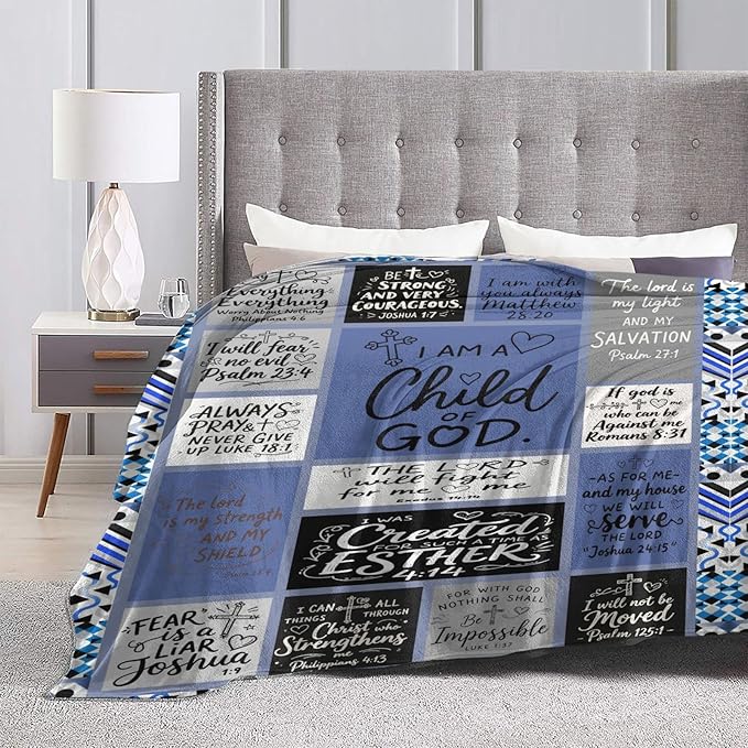 Christian Throw Blanket for Couch, Inspirational Gift for Women, Super Soft Plush Flannel Blanket, 50"x 60" Thoughts and Prayers Blankets for Bedroom Sofa Living Room Decoration