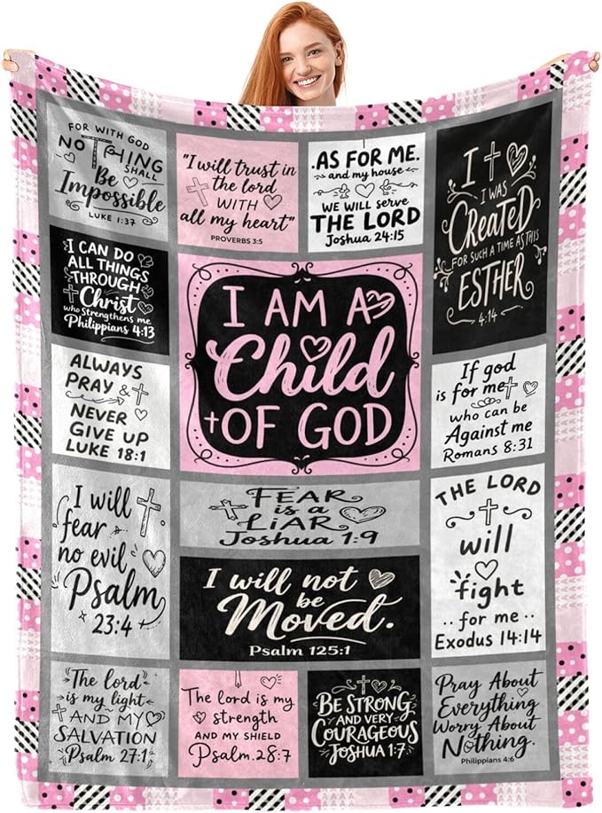 Christian Gift for Women, Inspirational Throw Blanket for Couch, Soft Lightweight Flannel Blanket, 40"x 50" Thoughts and Prayers Blankets for Bedroom Sofa Living Room Decoration