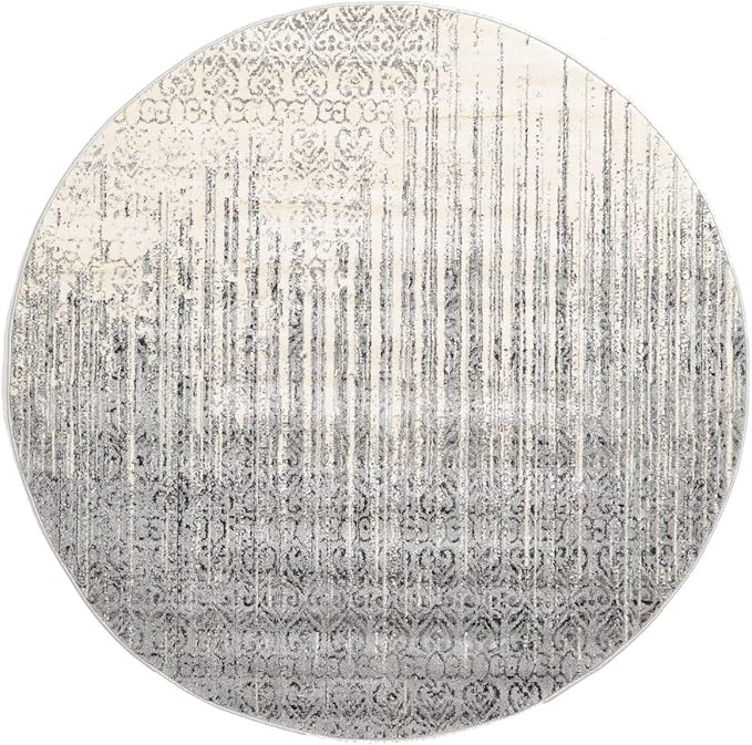 Unique Loom Del Mar Collection Area Rug - Jennifer (6' 1" Round, Gray/ Black)