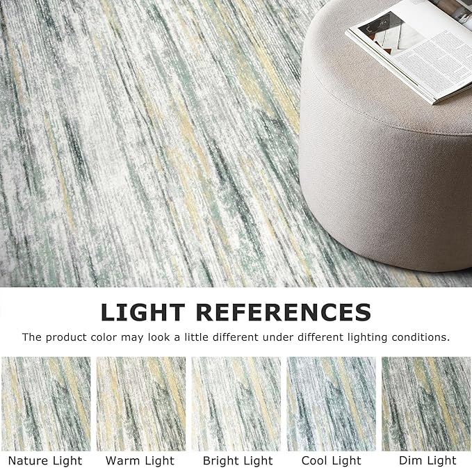 2x3 Modern Abstract Rug for Entryway, Green Yellow Super Soft Small Area Rug, Washable Non-Slip Kitchen Rugs, Low-Pile Mat for Bedside, Indoor Door Mat