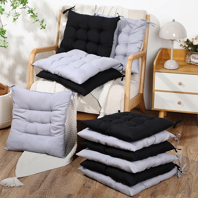 Geetery 12 Pcs Floor Pillows for Classroom Bulk Square Seating Cushions for Floor Chair School Kindergarten Reading Corner, 15.7'' Large Thick Meditation Cushions Yoga Nursery Daycare (Black Grey)